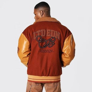 Blouson universitaire en laine pour homme, personnalisé, style streetwear, avec appliques en chenille, type baseball, bomber, hiver, haute qualité, vente en gros - Product Image 5