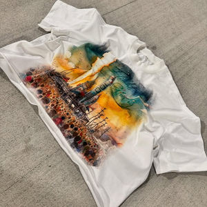 เสื้อยืดพิมพ์ลายดิจิตัลขนาดใหญ่สำหรับผู้ชายเสื้อยืดพิมพ์ลายกรดกราฟฟิกทรงโอเวอร์ไซส์ออกแบบได้ตามที่ต้องการ - Product Image 3