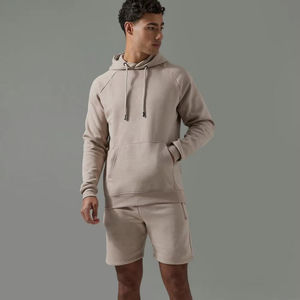 Conjuntos de ropa informal, pantalones cortos y sudadera con capucha, logotipo personalizado, 100% algodón, conjunto de gemelos pesados de gran tamaño para hombres - Product Image 1