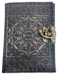 Deckle Edge Paper Celtic <b>One</b> Latches Journal Notebook Diary Handmade Celtic Sun Design Genuine Leather Embossed Journal Notebook - Product Image 4