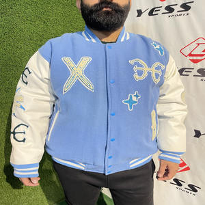 Chaquetas Varsity Personalizadas para Hombre, Chaqueta Bomber de Béisbol con Mangas de Cuero, Logotipo Bordado, Estilo Universitario, para Invierno - Product Image 1