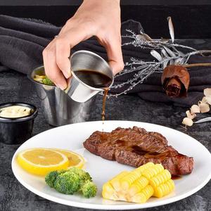Article de vaisselle de qualité supérieure Tasse à sauce en acier inoxydable Mini bols d'assaisonnement ronds Conteneurs Plat à sauce Tasses à condiments - Product Image 6