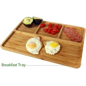 Vietnam Wholesales Spun Bamboo Serving <b>Tray</b> 2 Packs 4 Sections with Rectangle Shaped Tableware Restaurant to Store <b>Food</b> - Product Image 4