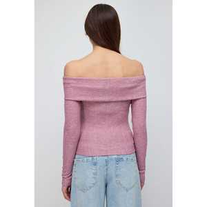 Chemise pour femme à manches longues, col rond, coupe régulière, décontractée, grise, avec logo sur le devant - Product Image 5