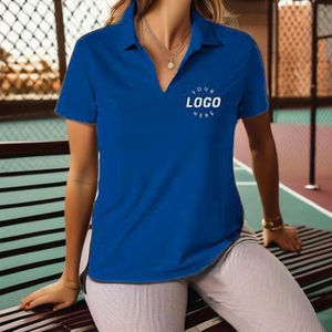 Tela elástica transpirable de algodón Kni comprimido personalizada nueva y elegante para mujer para Polo ajuste muscular de tres botones - Product Image 5