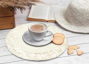 Handcrafted <b>round</b> Beaded <b>Placemats</b> for Dining Table for Wedding Christmas & Family Gatherings for Parties - Product Image 2