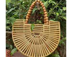 Sac en bambou fabriqué à partir d'un matériau de sac en bambou écologique avec une texture douce, idéal pour les voyages d'été et la mode décontractée - Product Image 2