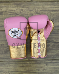 ถุงมือชกมวยแบบเต็มนิ้วทำจากหนังแท้สีชมพูและสีทองปรับได้สายรัดข้อมือใช้ได้ทั่วโลกปรับแต่งได้ - Product Image 6