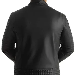 Chaqueta universitaria de cuero genuino de piel de vaca negra personalizada de alta calidad para hombres elegante Calle de moda - Product Image 4