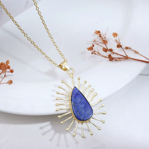 Timeless Blue Stone Lapis Aura <b>Necklace</b> with Smooth Finish Perfect for Gifts or Daily Wear with Classy Outfits from India - Product Image 6