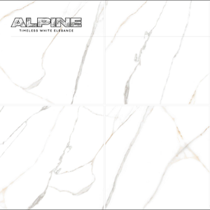 600x600mm CARRARA SHVM Modelo Blanco brillante ALPINE Elegancia Azulejos de mármol para aplicaciones en paredes y pisos de Novac Ceramic - Product Image 1