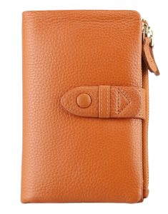 Personalized Vintage Functional Minimalist Genuine Leather Waterproof Light Weight <b>Ladies</b> Purse <b>Wallet</b> Buckle Zipper Credit Card - Product Image 1