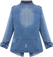 Vestes en jean pour femmes de haute qualité, boutonnées, ornées de perles, coupe ample, décontractées, en tissu polyester/coton écologique, couleur automne/printemps, devant