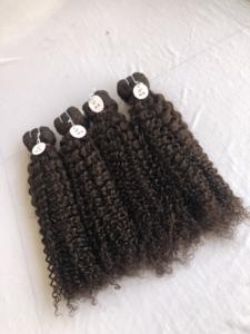 Calidad superior 18 # Indian Temple Virgin 100% Cutícula alineada 12A Grado superior Kinky Curly Bundle Machine Extensiones de cabello Doble - Product Image 3