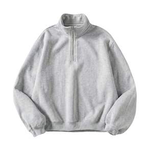 Heather <b>Grey</b> Ash Half Zip <b>Sweatshirt</b> Melange Cotton Fleece Quarter Zip Pullover School Uniform Casual Plain Jumper Custom Design - Product Image 1