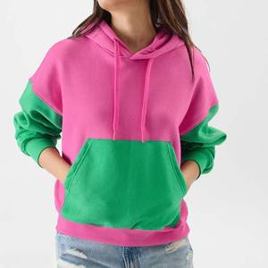High Quality Winter Solid Knitted 100% Cotton <b>Women</b> Streetwear Oversized Pullover <b>Hoodies</b> Plain Dyed Customized Color <b>Pink</b> Green - Product Image 2