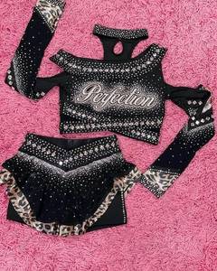 Uniformes de animadora OEM de alta calidad para niñas y adultos, conjuntos de Spandex con diseños impresos de diamantes de imitación, uniformes de equipo de poliéster alto - Product Image 6