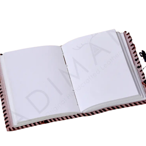 Journal en cuir vintage fait main sept pierres précieuses colorées gaufrage laiton c-lock esthétique dessin feuille papier journal d'écriture - Product Image 4