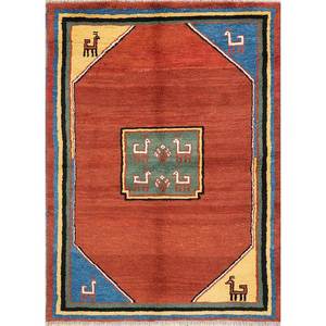 Alfombras de Lana Anudadas a Mano Nuray, Diseño Abstracto con Estampado Animal en Rojo y Naranja para el Hogar, Pasillo, Sala de Estar-Pae-4781 Tamaño 9x12 para Adolescentes - Product Image 1