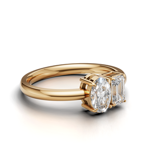Anillo Toi Et Moi con diamante cultivado en laboratorio certificado por IGI, oro amarillo/blanco y rosa de 18 quilates, forma ovalada y esmeralda, anillo de compromiso para mujer - Product Image 2
