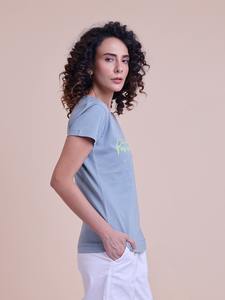 Camiseta de media manga con cuello estampado elegante y elegante de ODM Supply, cómoda Lona de moda para el verano, camisetas de talla grande para mujer - Product Image 5