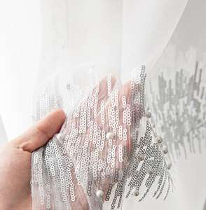 2024 nouveau luxe français haut de gamme perlé perle pure rideau broderie fenêtre moderne <span class=keywords><strong>blanc</strong></span> rideaux pour confortable salon chambre - Product Image 2