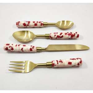 Ensemble de couverts en acier inoxydable plaqué or royal de 6 pièces avec un design écologique de style américain - Product Image 4