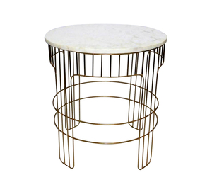 Custom Design Marble and Iron Made Center <b>Table</b> for Home and Office, 15 X 15 X 20 Inches White <b>Gold</b> Manufacturer - Product Image 6
