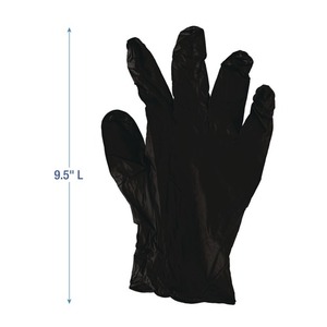 Gants de sécurité jetables noirs extra-larges Boardwalk série 396, 9,5 po. Long 4,4 milles. Gants épais sans poudre à usage général - Product Image 3