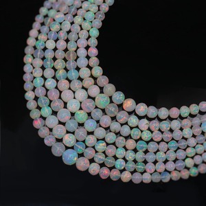 Perles rondes en opale naturelle AA 100% pure, opale multicolore du Rajasthan, certifiées par un tiers, blanches et lisses, pour la fabrication de stylos - Product Image 1