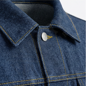 Veste en jean marine solide de haute qualité pour homme, réversible, avec tissu respirant personnalisé sur le devant, style classique à boutons, pour l'hiver - Product Image 4