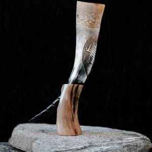 Décorations de Noël sur le thème des Vikings corne de buffle sculptée à la main corne à boire support élégant pour animaux nautiques artisanat en métal naturel - Product Image 6