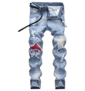 Jean déchiré en Denim pour homme, pantalon de motard de haute qualité, noir, déchiré, coupe crayon, Locomotive, fermeture éclair, pantalon Hip Hop - Product Image 1