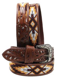 Cinturones de cuentas de piel de vaca de alta calidad RiderTrust, estilo occidental informal de grano completo, hebilla de cobre Floral grabada a mano, duradera y personalizada - Product Image 3