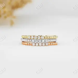 Banda de boda de diamante Natural con cuentas, oro sólido de 14k, alta calidad, fabricación profesional, diamante Natural certificado IGI