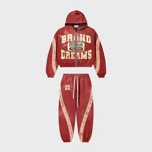 Chándal transpirable con logotipo personalizado para hombre, lana de algodón Conjunto de sudadera con capucha de lavado con ácido, ropa informal ecológica para gimnasio de invierno - Product Image 3