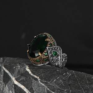 Azuris Men's 925 Sterling Silver Ottoman Style <b>Ring</b> with Natural Stone Direct From <b>Turkey</b> VALKH1925 Model Hot Sale - Product Image 2