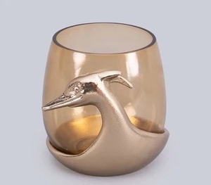 Soporte decorativo de vidrio dorado con mango de aluminio de cabeza de garzas Ideal para centro de mesa acento o decoración del hogar - Product Image 6