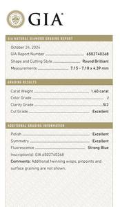 B2B D'Vins Jewels para GIA Certified 1,50 CT Diamante blanco suelto Natural Redondo J Color FL FLOW Pureza EX Corte pulido - Product Image 3