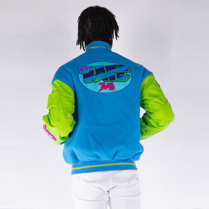 Veste universitaire brodée à la mode pour hommes blouson casual coupe ajustée blousons de baseball veste universitaire en laine bleue Letterman pour hommes - Product Image 5