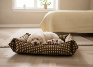Lit pour animaux de compagnie convertible de qualité supérieure Amistar, pour chats et chiens de petite race, fabriqué en tissu Oxford durable, motif à carreaux - Product Image 4