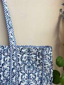 Bolso grande de algodón estampado a mano, bolso floral reversible, ecológico, uso diario, compras, estilo Jhola, bolso de mujer estampado acolchado - Product Image 5