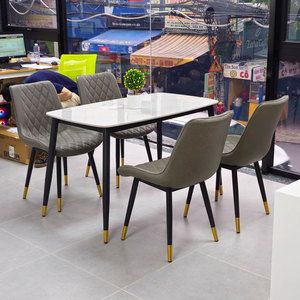 Modern and Traditional 140x80cm Stone <b>Top</b> Dining <b>Table</b> with 4 Aster CBBA124 <b>Solid</b> <b>Wood</b> Luxury Chairs for Home Kitchen Use - Product Image 4