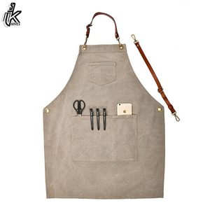 ผ้ากันเปื้อนทำงานสำหรับผู้ชายแฟชั่นใหม่ผ้ากันเปื้อนสำหรับเชฟผ้าฝ้ายและผ้าใบโพลีเอสเตอร์พร้อมสายหนัง - Product Image 3