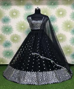 Meilleur prix Festival réception porter velours soie broderie avec séquence travail Lehenga Choli Dupatta fête Textile vêtement Saree ApparelGarment - Product Image 2