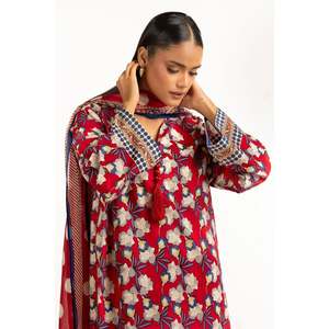 Ensemble 3 pièces imprimé rouge bohème-élégant pour femme, respirant, longueur genou, motif diamant, tendance, grande taille, pour dîner d'été, ODM - Product Image 3