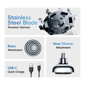 Tondeuse Électrique Rechargeable pour Nez, Oreilles et Cheveux, Étanche, pour Hommes et Femmes, avec Têtes Interchangeables en Alliage - Product Image 2