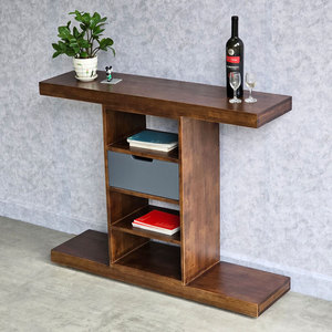 Contemporary Minimalist Accent <b>Console</b> <b>Table</b> with Drawers 110x30x85cm Rubber Wood CST063 - Product Image 4