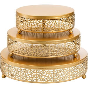Support à gâteau en métal à 3 étages plaqué or, design élégant et robuste pour les mariages, les fêtes et les présentations de desserts, haute qualité et durable - Product Image 2