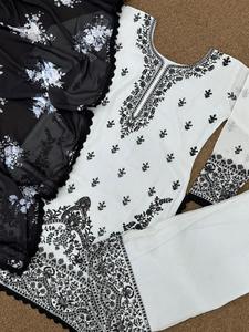 Présentation de la nouvelle collection Faux Georgette Fancy Broded Thread And Sequence Work Top & Palazzo With Digital Printed Dupatta - Product Image 4